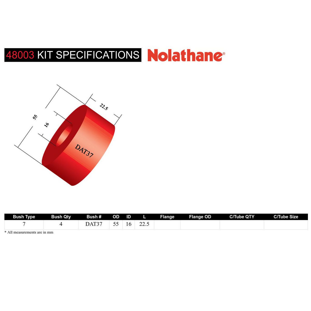 Nolathane Front Strut Rod To Chassis Bushing Kit - 48003