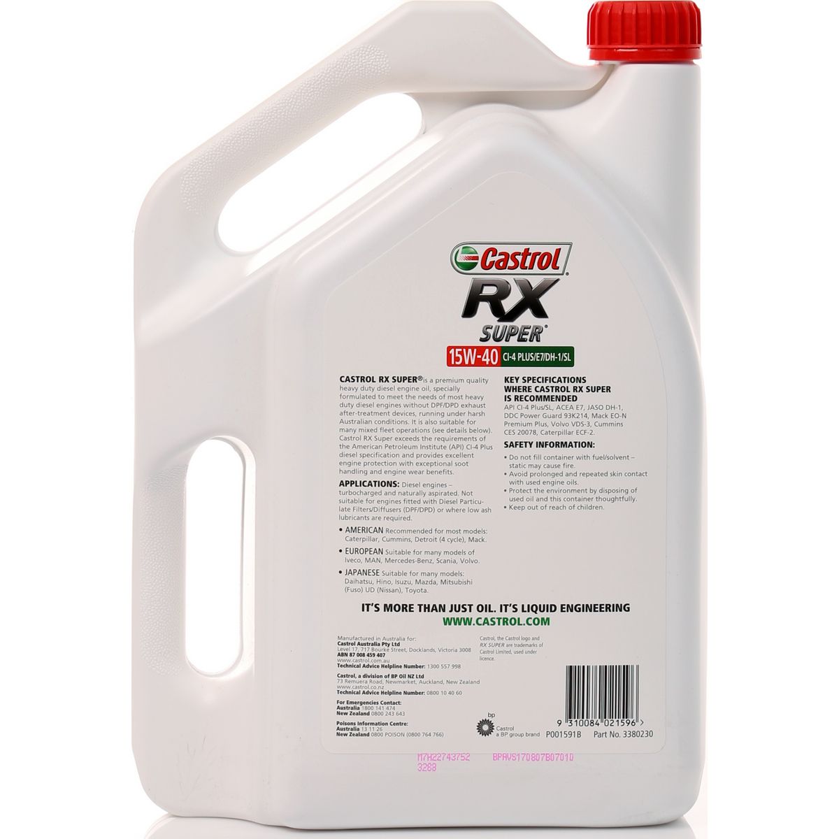 Castrol RX Super Diesel 15W-40 Engine Oil 5L - 3380230