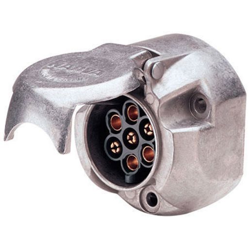 Narva Trailer Socket 7 Pin Round Large Metal - 82062BL