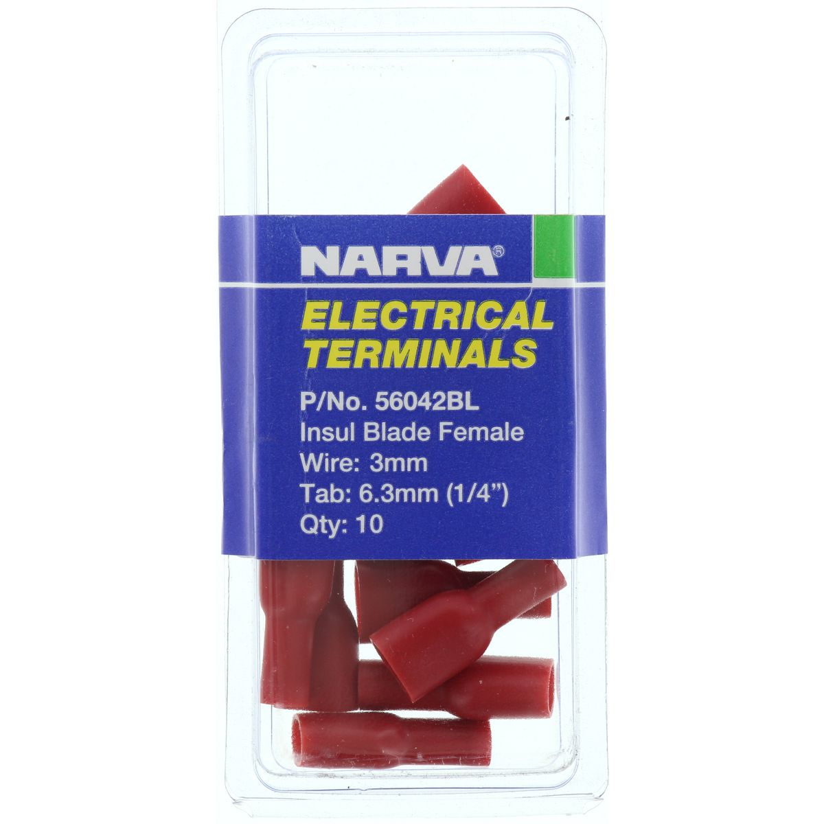 Narva Crimp Terminal Female Blade Red Insulated 6.3mm 10 Pce - 56042BL