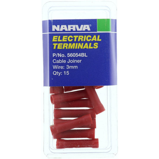 Narva Crimp Terminal Joiner Red Insulated 3mm 15 Pce - 56054BL
