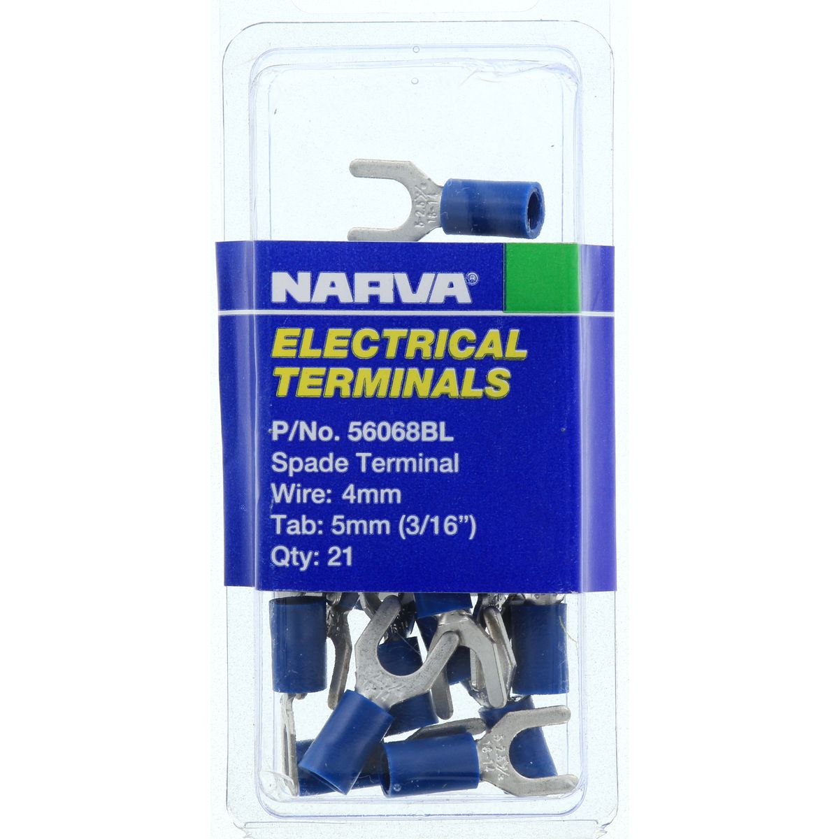 Narva Crimp Terminal Spade Blue Insulated 5mm 21 Pce - 56068BL