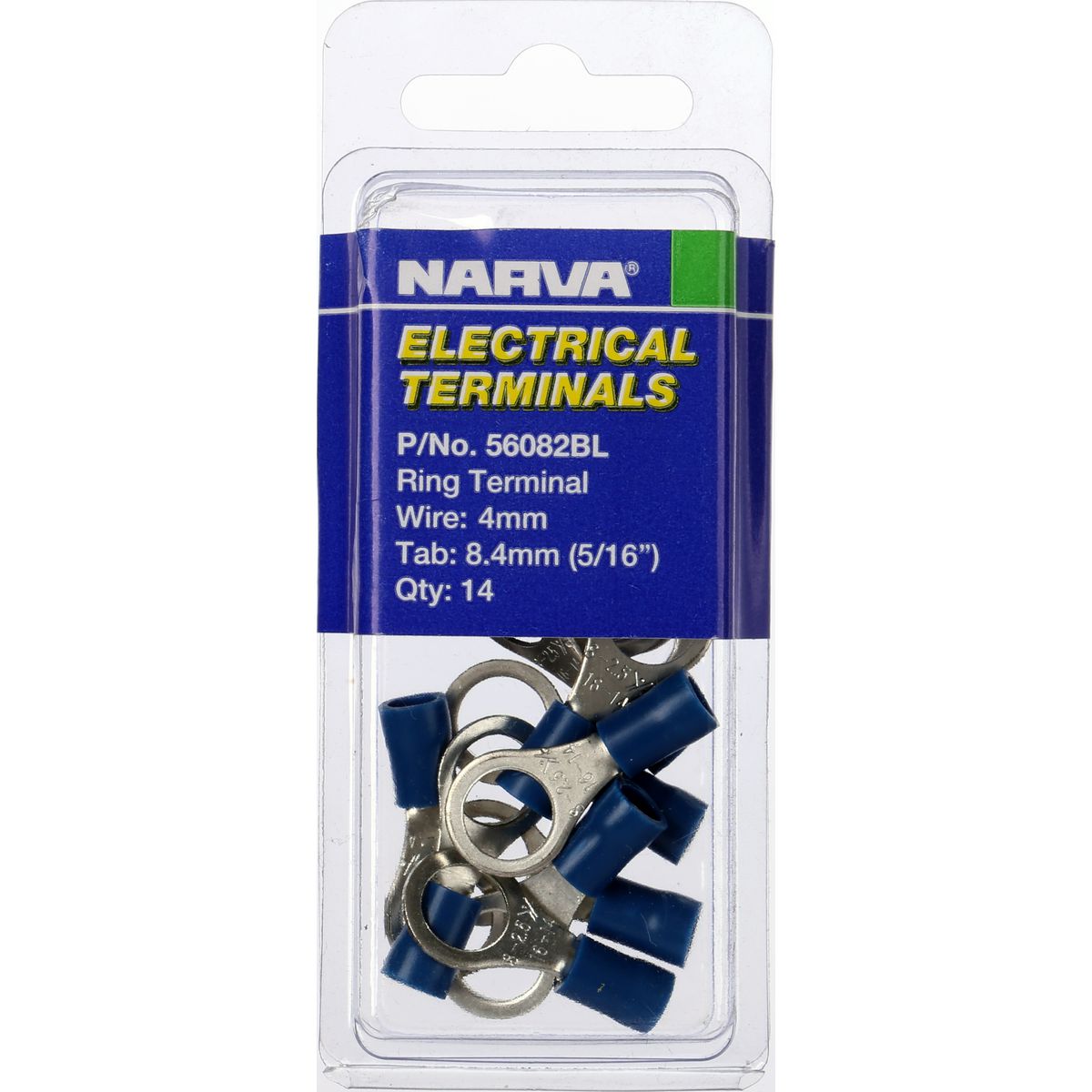 Narva Crimp Terminal Ring Blue Insulated 8.4mm 14 Pce - 56082BL