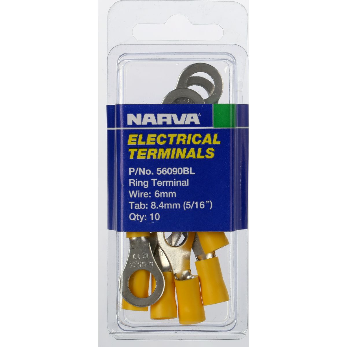 Narva Crimp Terminal Ring Yellow Insulated 8.4mm 10 Pce - 56090BL