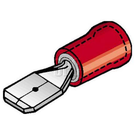 Narva Crimp Terminal Male Blade Red Terminal Entry 6.3 x 0.8mm Vinyl 100 Pce - 56120