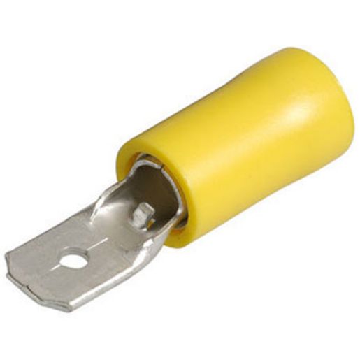 Narva Crimp Terminal Male Blade Yellow Terminal Entry 6.3 x 0.8mm Vinyl 100Pk - 56124