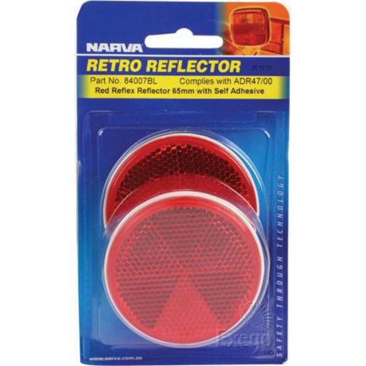 Narva Reflector Round Red 65mm 2 Pack - 84007BL