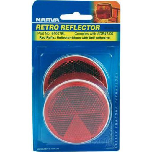 Narva Reflector Round Red 65mm 2 Pack - 84007BL