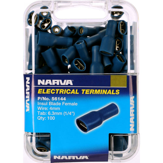 Narva Crimp Terminal Female Blade Blue Terminal Entry 6.3 x 0.8mm Vinyl 100 Pce - 56144