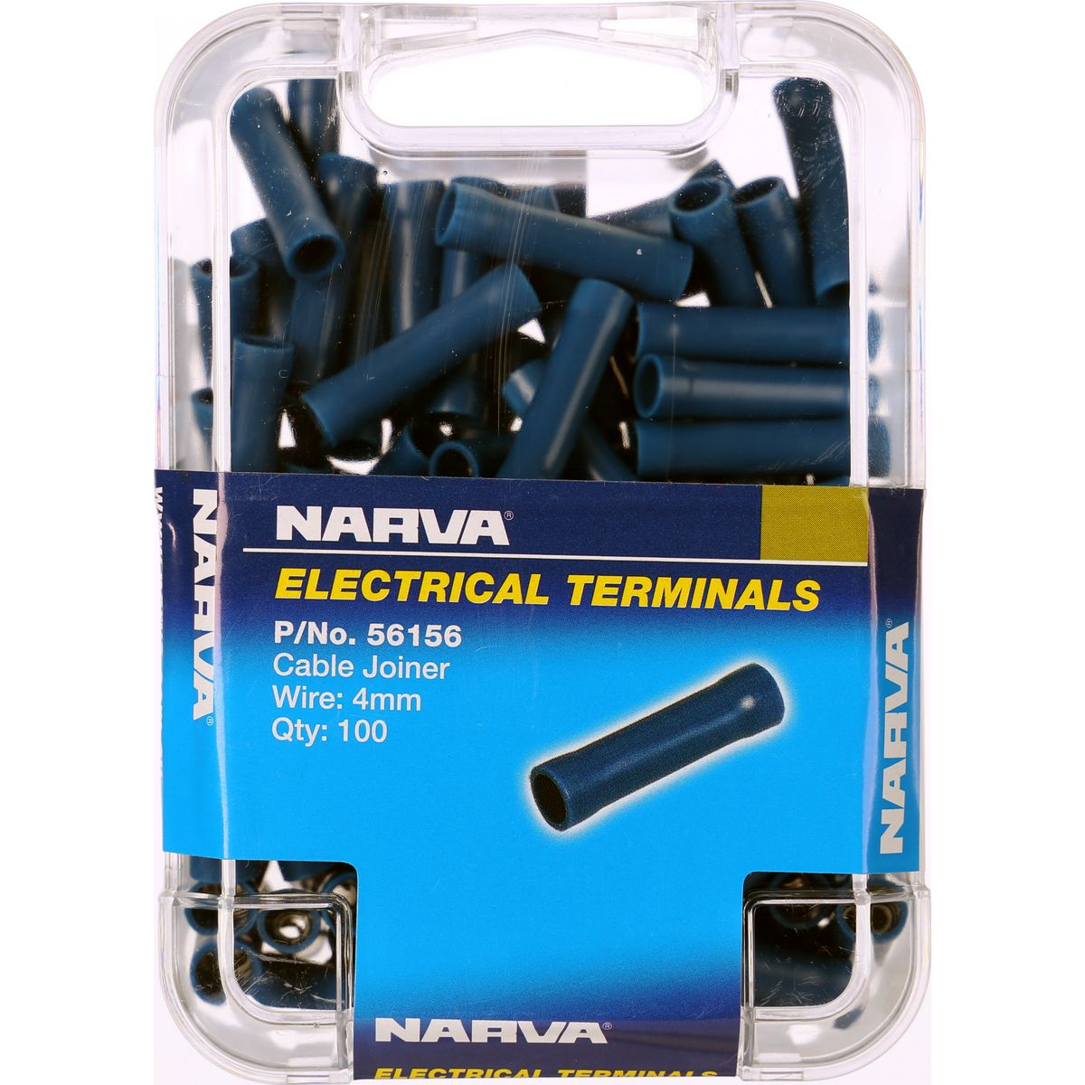 Narva Crimp Terminal Cable Joiner Blue 4mm Vinyl 100 Pce - 56156
