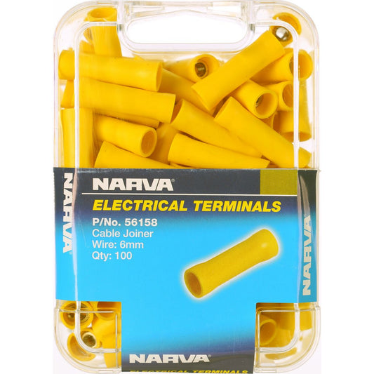 Narva Crimp Terminal Cable Joiner Yellow 5 6mm Vinyl 100 Pce - 56158