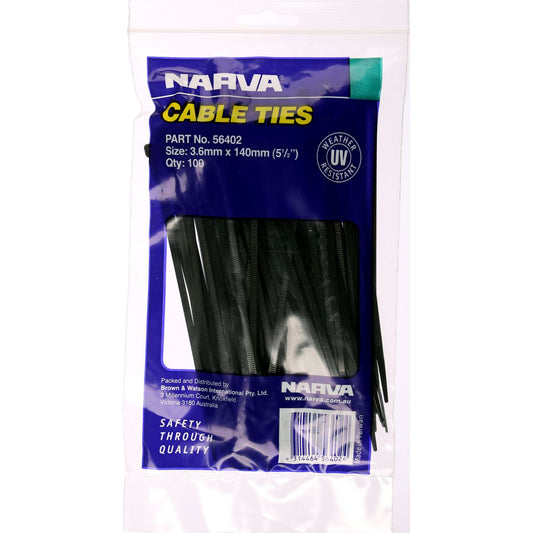 Narva Nylon Cable Ties 3.6mm x 140mm 100 Pce - 56402
