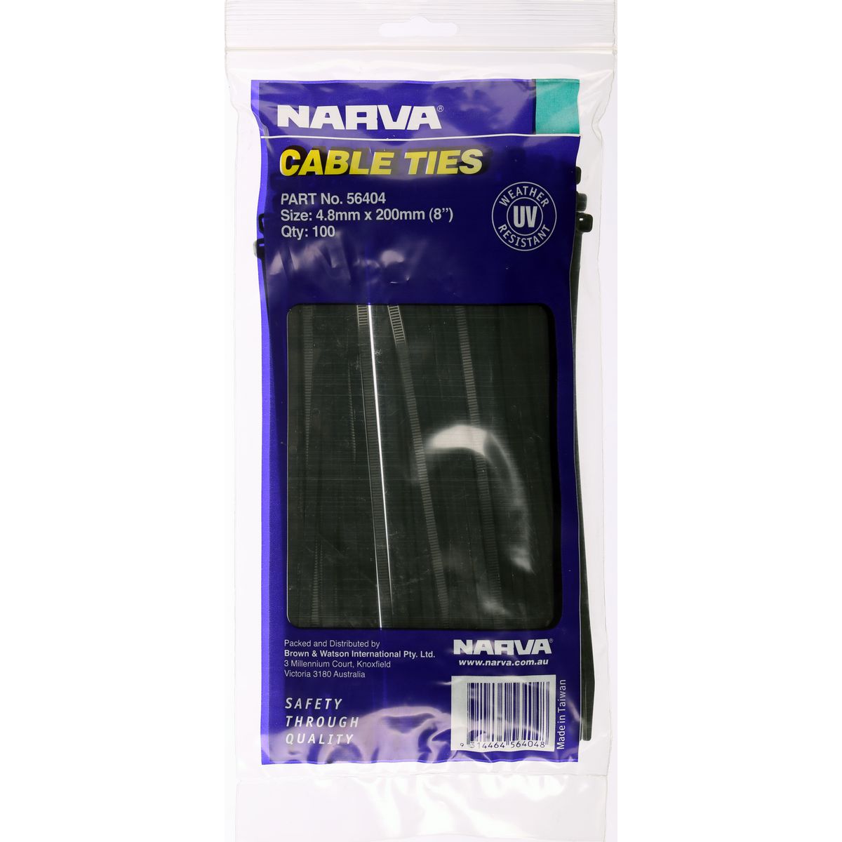 Narva Nylon Cable Ties 4.8mm x 200mm 100 Pce - 56404