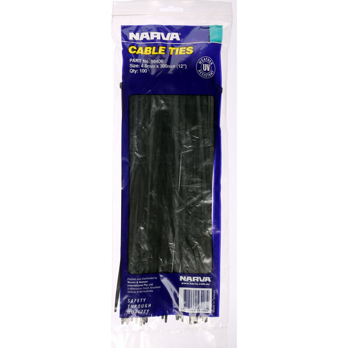 Narva Nylon Cable Ties 4.8mm x 300mm 100 Pce - 56406