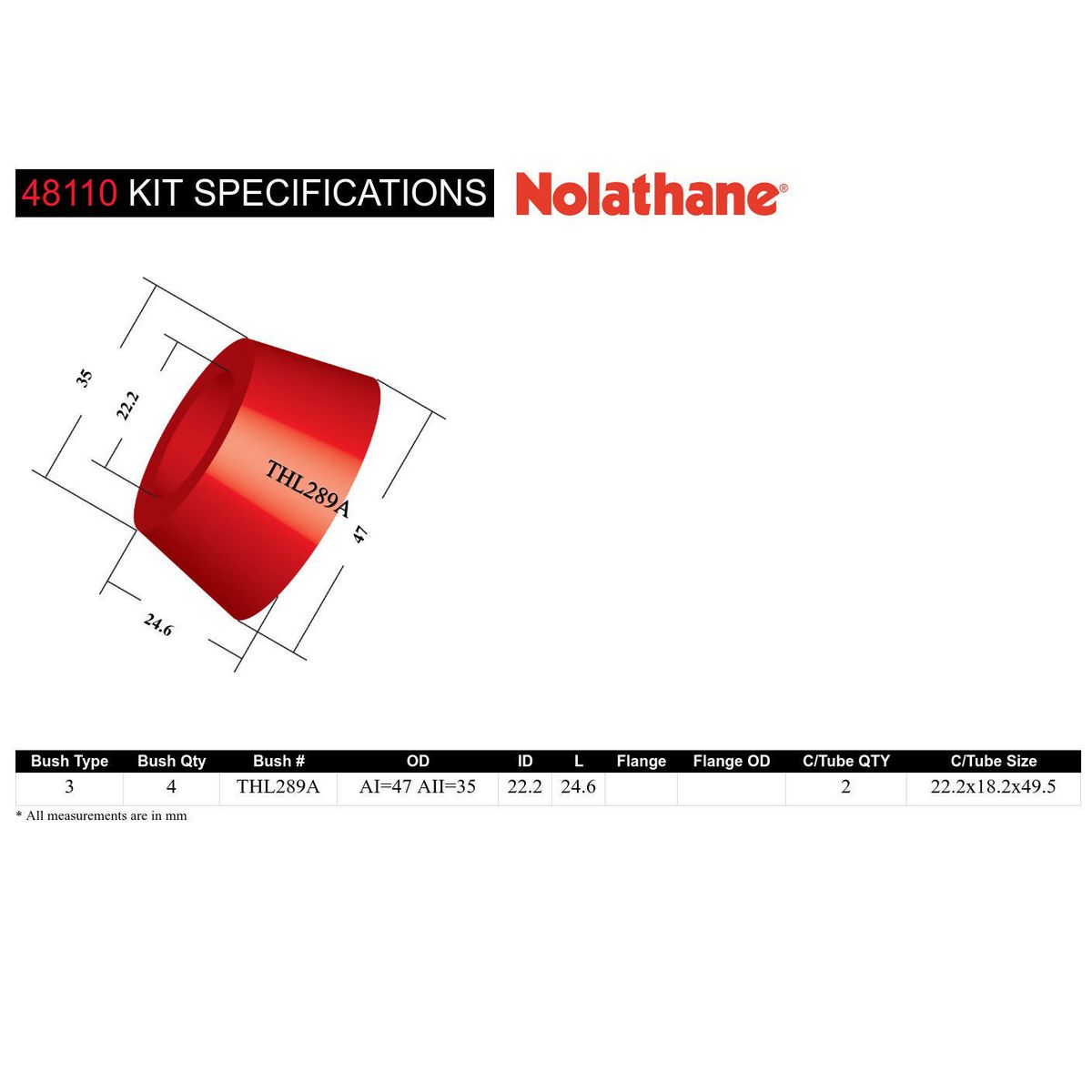 Nolathane Front Strut Rod To Chassis Bushing Kit - 48110