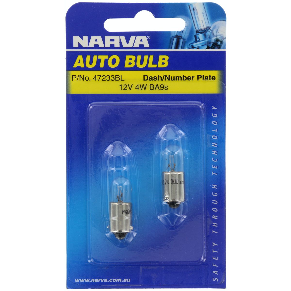 Narva T4W Bayonet BA9s Globe 12V 4W - 47233BL