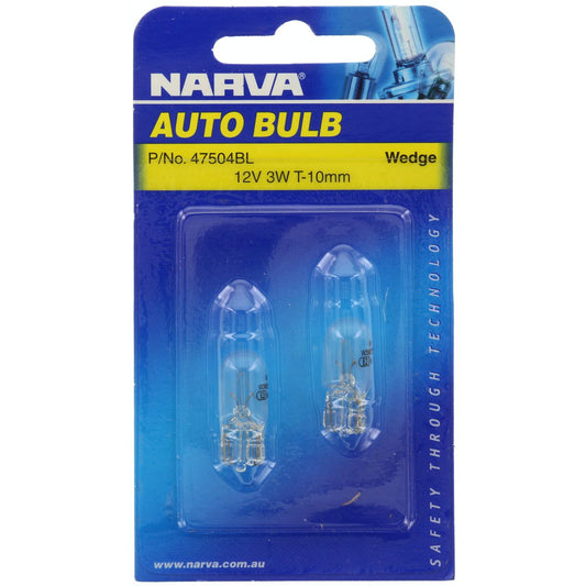 Narva W3W Wedge W2.1x9.5d Globe 12V 3W - 47504BL