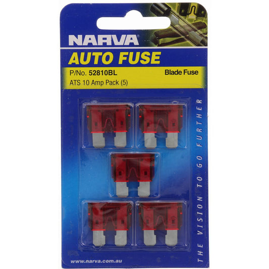 Narva Standard Blade Fuse 10A Red 5 Pack - 52810BL