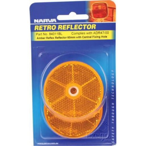 Narva Reflector Round Amber 60mm 2 Pack - 84011BL