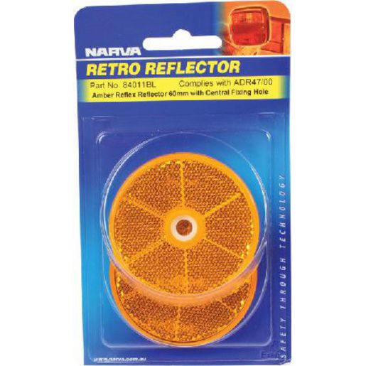 Narva Reflector Round Amber 60mm 2 Pack - 84011BL