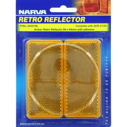 Narva Reflector Rectangle Amber 44 x 94mm 2 Pack - 84051BL