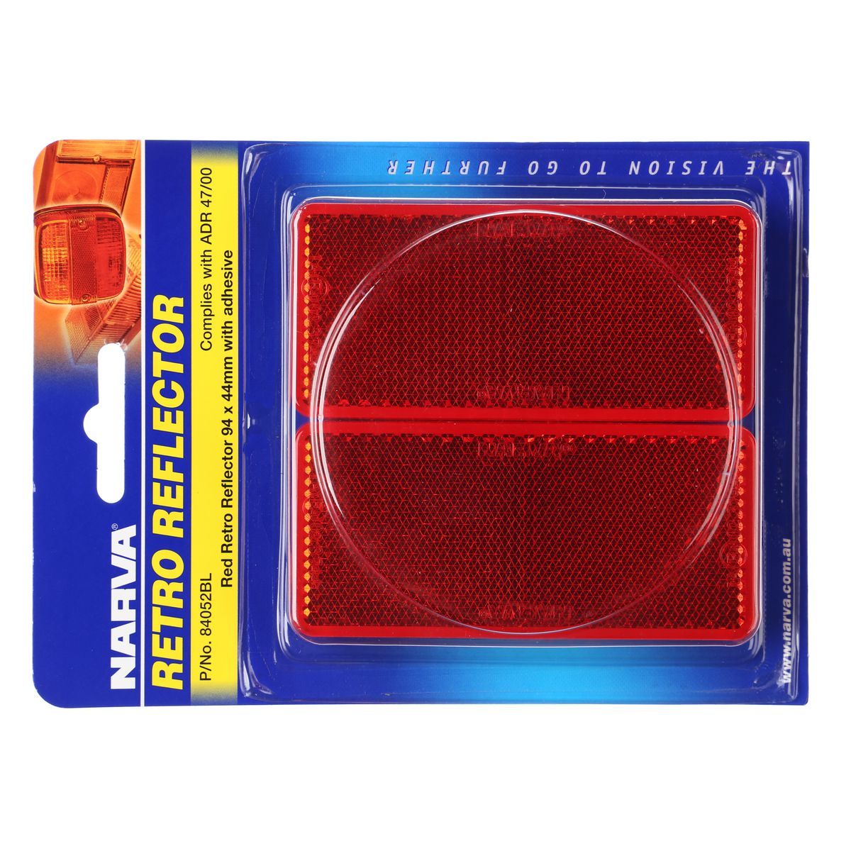 Narva Reflector Rectangle Red 44 x 94mm 2 Pack - 84052BL