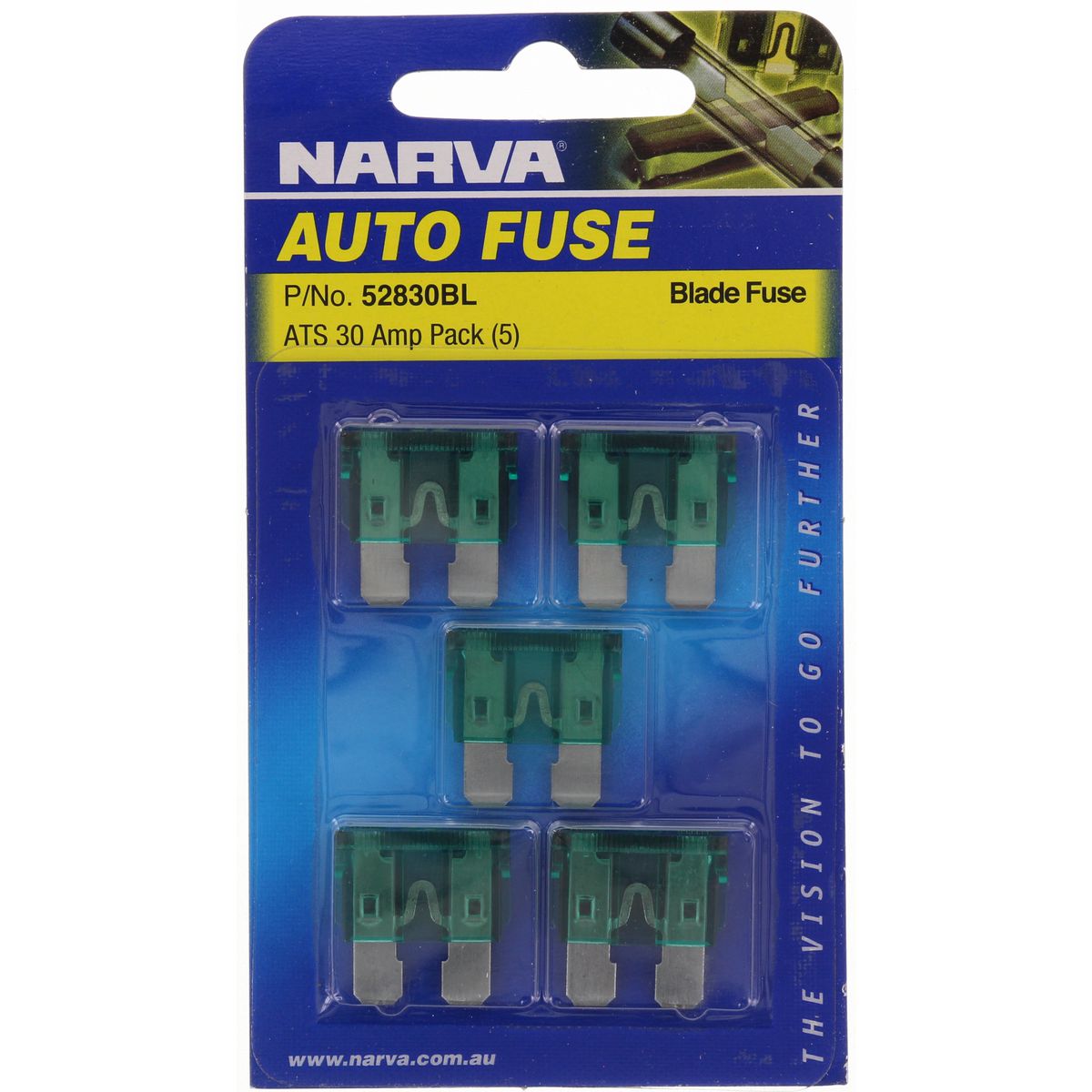 Narva Standard Blade Fuse 30A Green 5 Pack - 52830BL