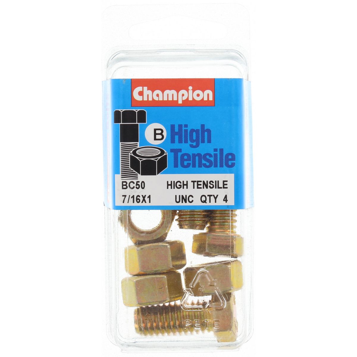 Champion Hex Set Screw & Nut High Tensile 7/16in x 1in UNC Grade 5 - BC50