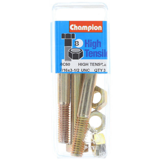 Champion Hex Bolt & Nut High Tensile 7/16in x 3 1/2in UNC Grade 5 - BC60