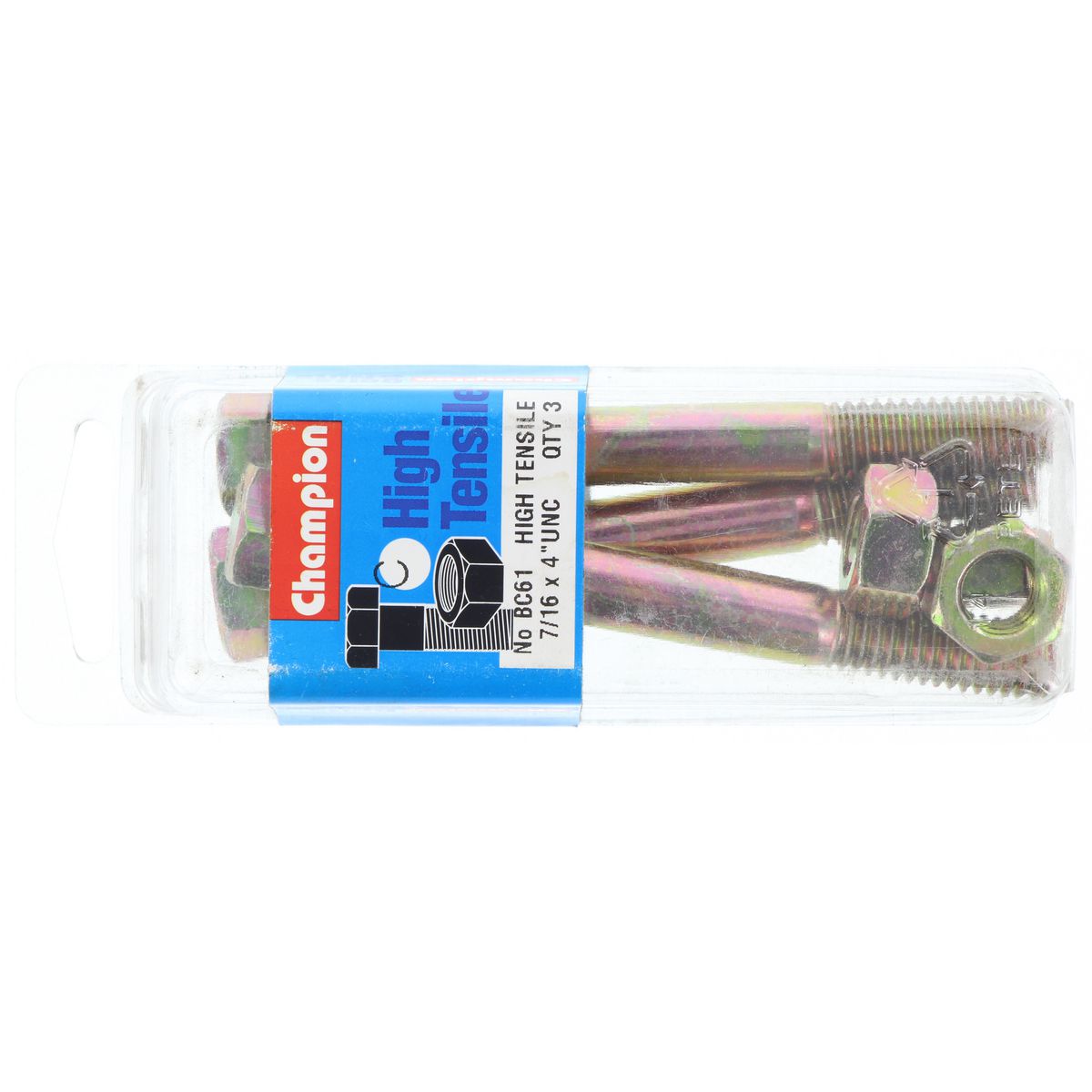 Champion Hex Bolt & Nut High Tensile 7/16in x 4in UNC Grade 5 - BC61