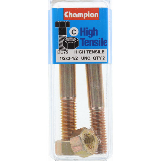 Champion Hex Bolt & Nut High Tensile 1/2in x 3 1/2in UNC Grade 5 - BC75