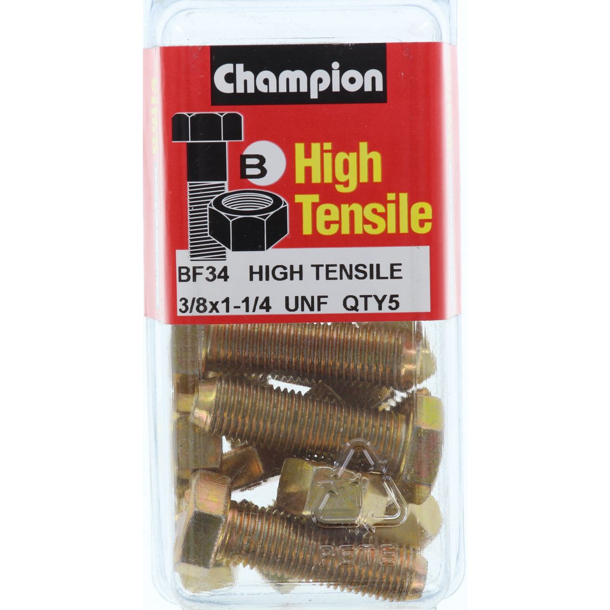 Champion Hex Set Screw & Nut High Tensile 3/8in x 1 1/4in UNF Grade 5 - BF34