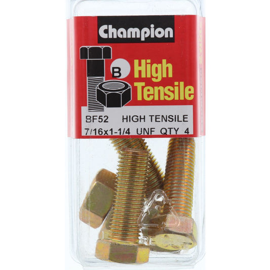 Champion Hex Set Screw & Nut High Tensile 7/16in x 1 1/4in UNF Grade 5 - BF52