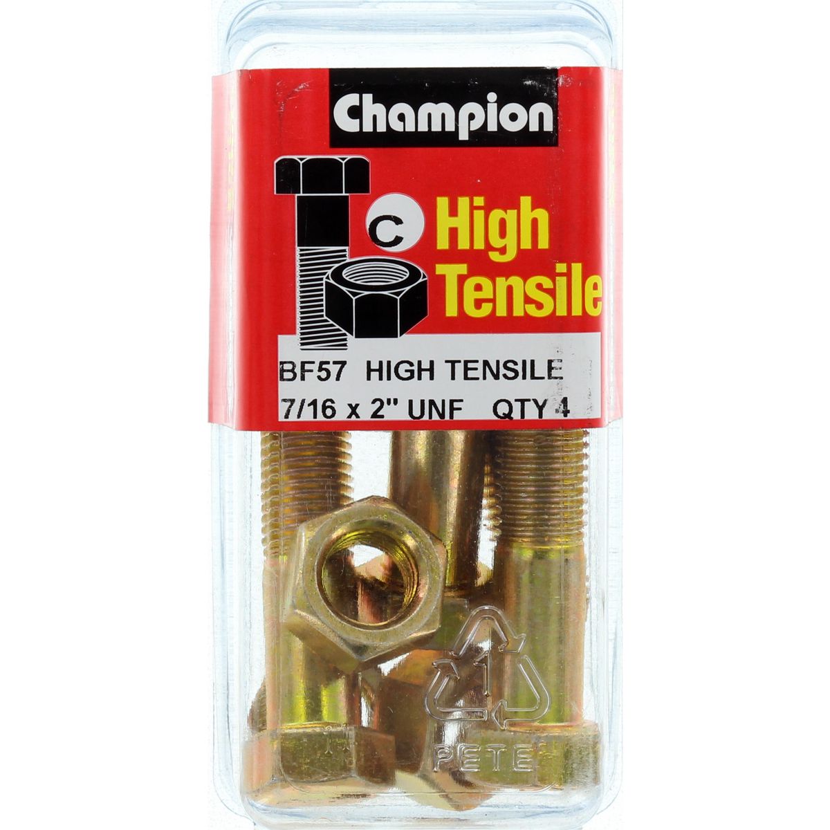 Champion Hex Bolt & Nut High Tensile 7/16in x 2in UNF Grade 5 - BF57