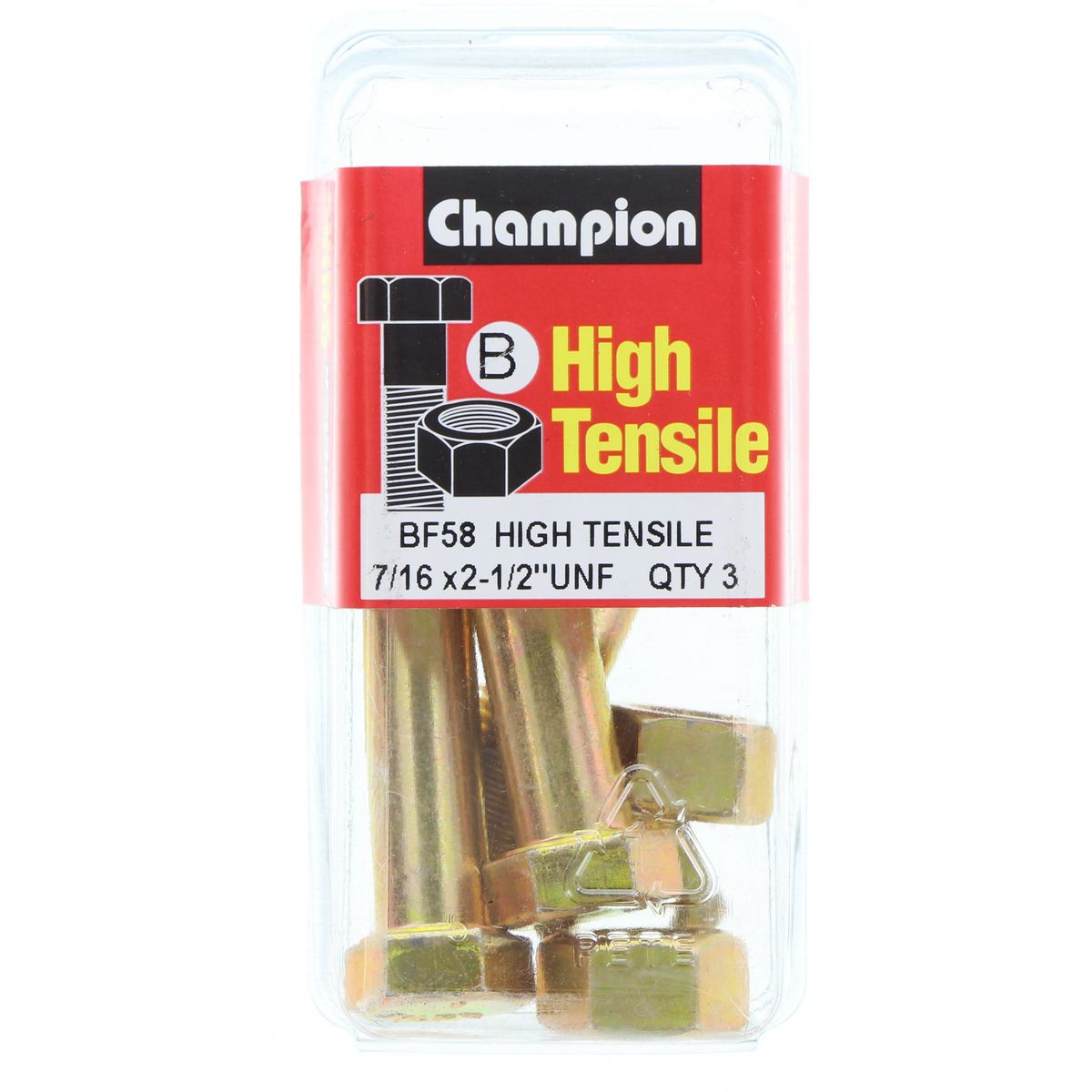 Champion Hex Bolt & Nut High Tensile 7/16in x 2 1/2in UNF Grade 5 - BF58