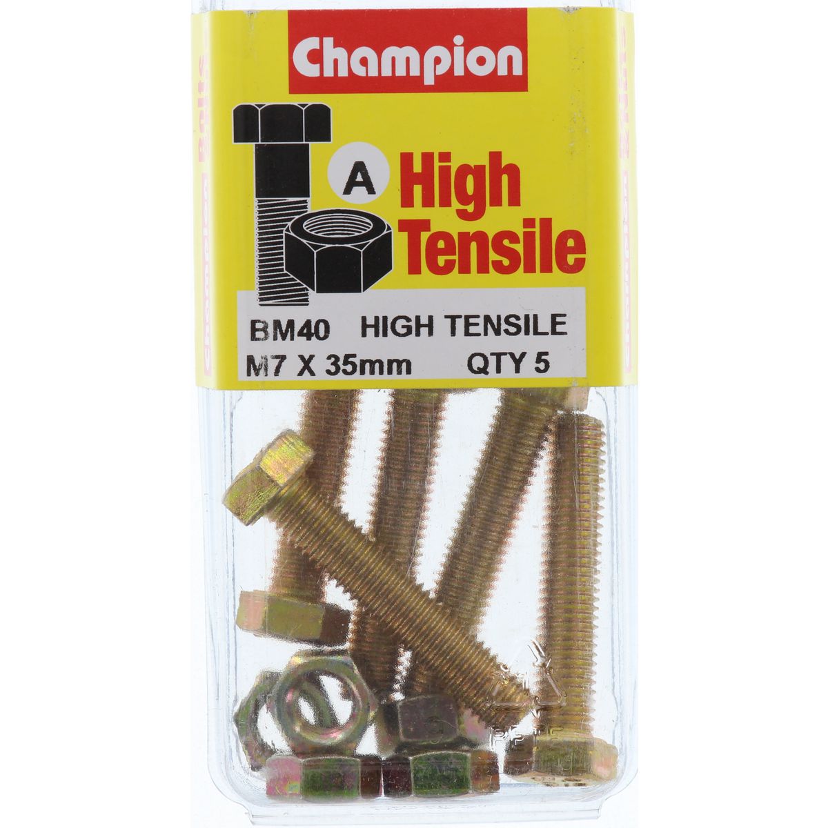 Champion Hex Set Screw & Nut High Tensile M7 x 35mm Grade 8.8 - BM40