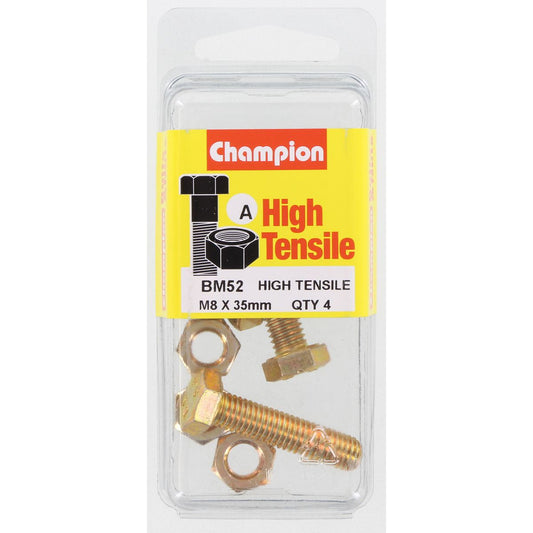 Champion Hex Set Screw & Nut High Tensile M8 X 35Mm Grade 8.8 - BM52