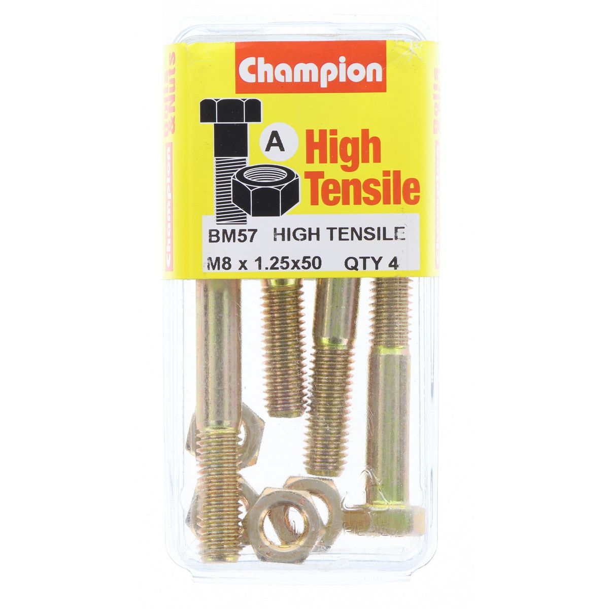 Champion Hex Bolt & Nut High Tensile M8 x 50mm Grade 8.8 - BM57