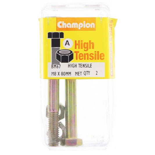 Champion Hex Bolt & Nut High Tensile M8 x 80mm Grade 8.8 - BM67