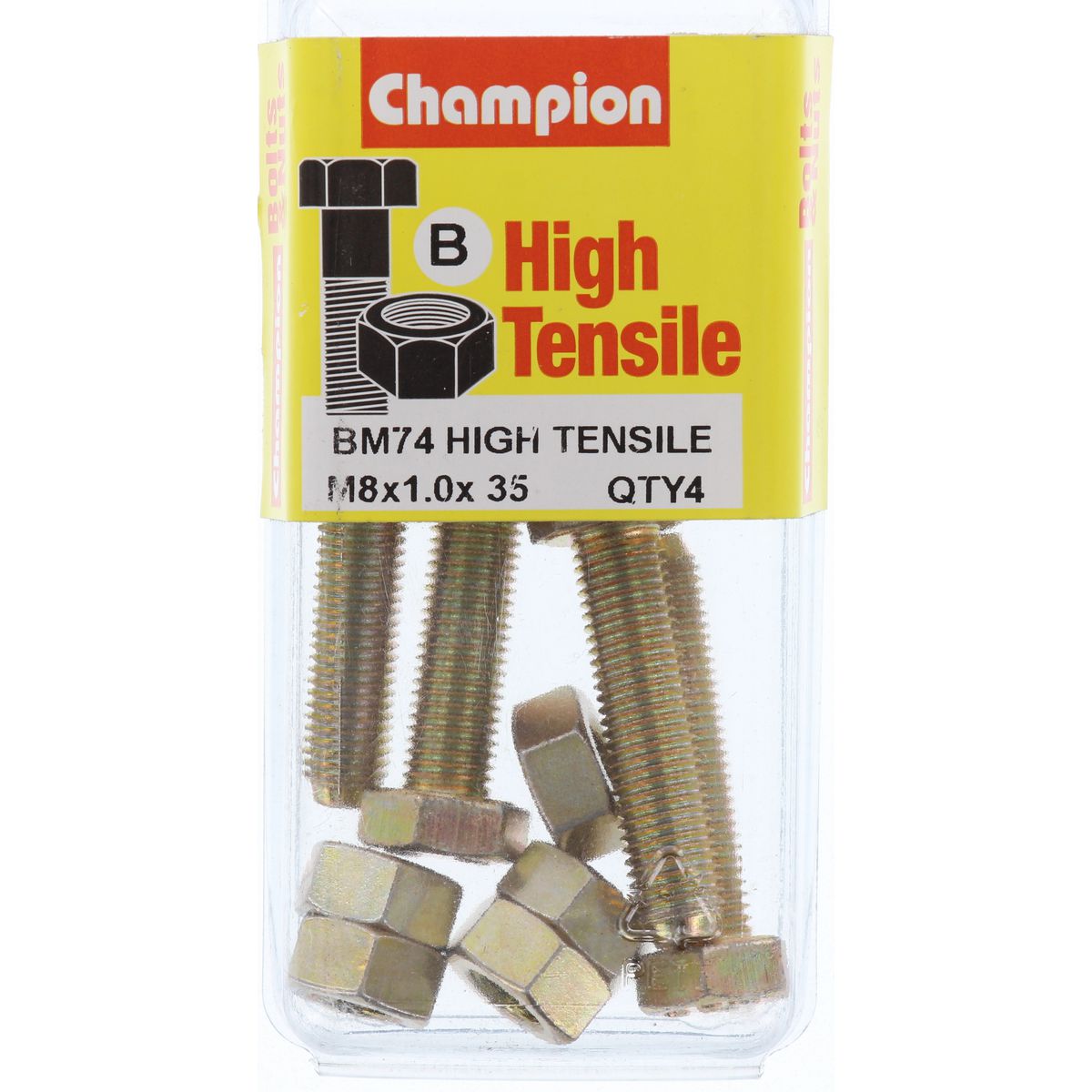 Champion Hex Set Screw & Nut High Tensile M8 x 35 x 1.00mm Grade 8.8 - BM74