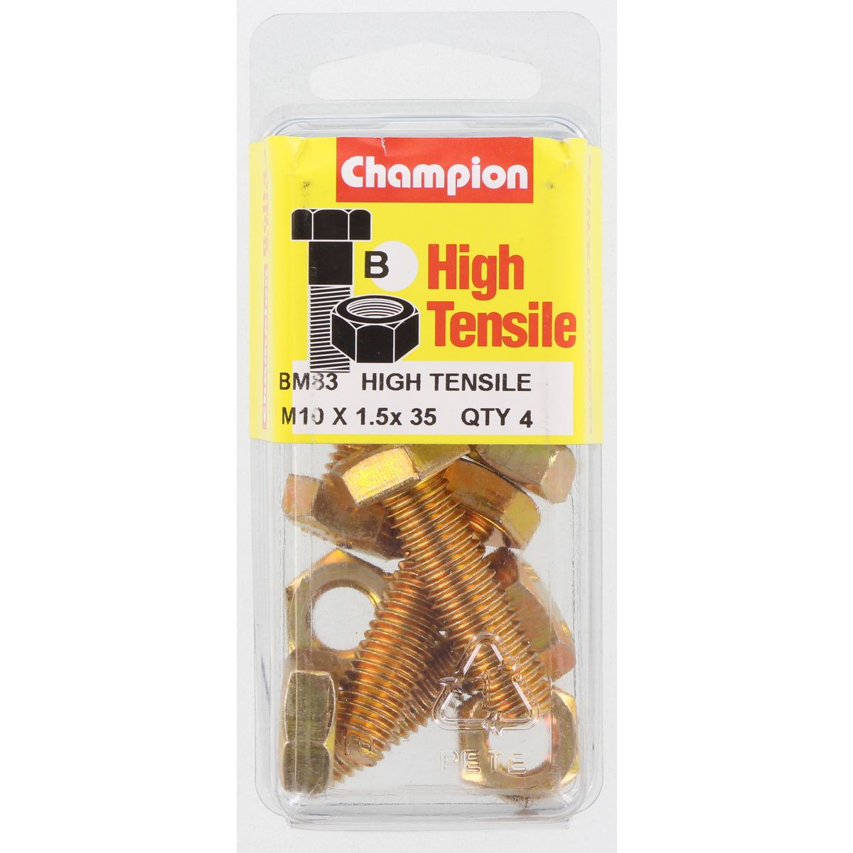Champion Hex Set Screw & Nut High Tensile M10 x 35mm Grade 8.8 - BM83