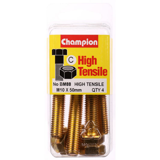 Champion Hex Set Screw & Nut High Tensile M10 x 50mm Grade 8.8 - BM88