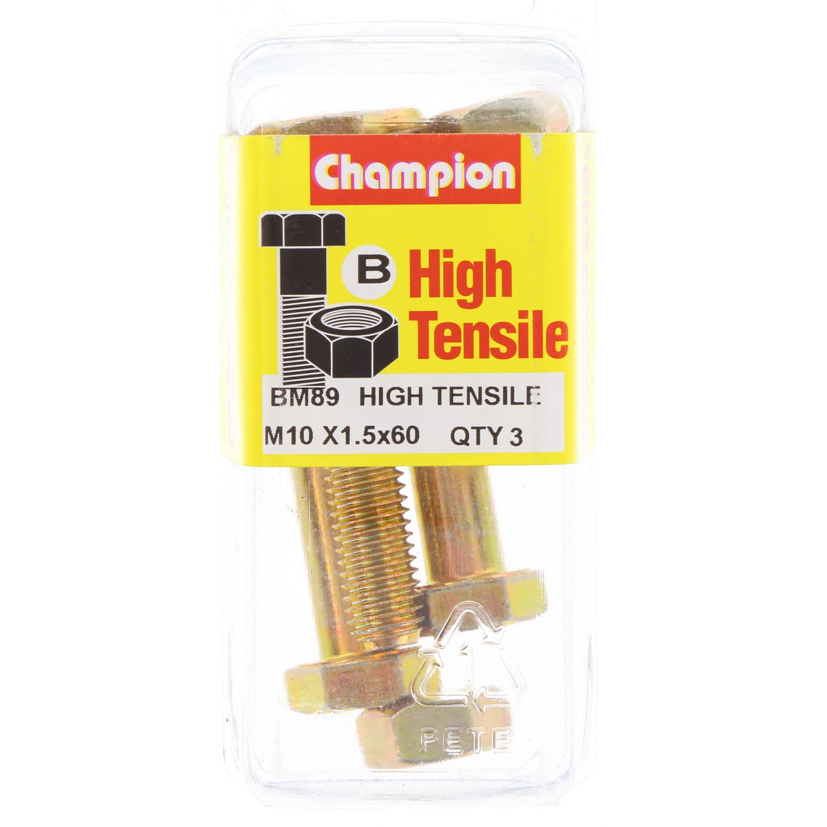 Champion Hex Bolt & Nut High Tensile M10 x 60mm Grade 8.8 - BM89