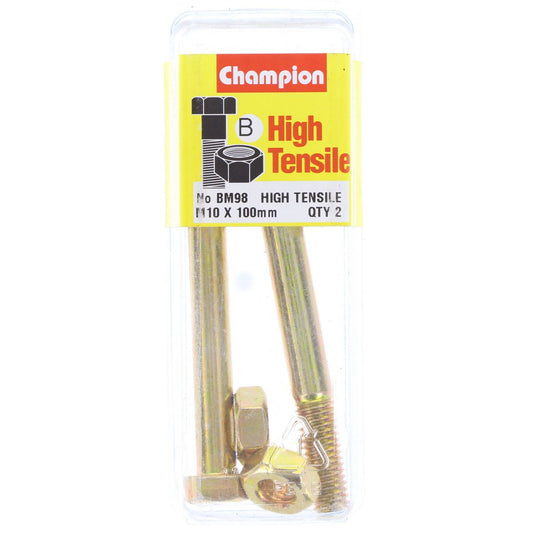 Champion Hex Bolt & Nut High Tensile M10 x 100mm Grade 8.8 - BM98