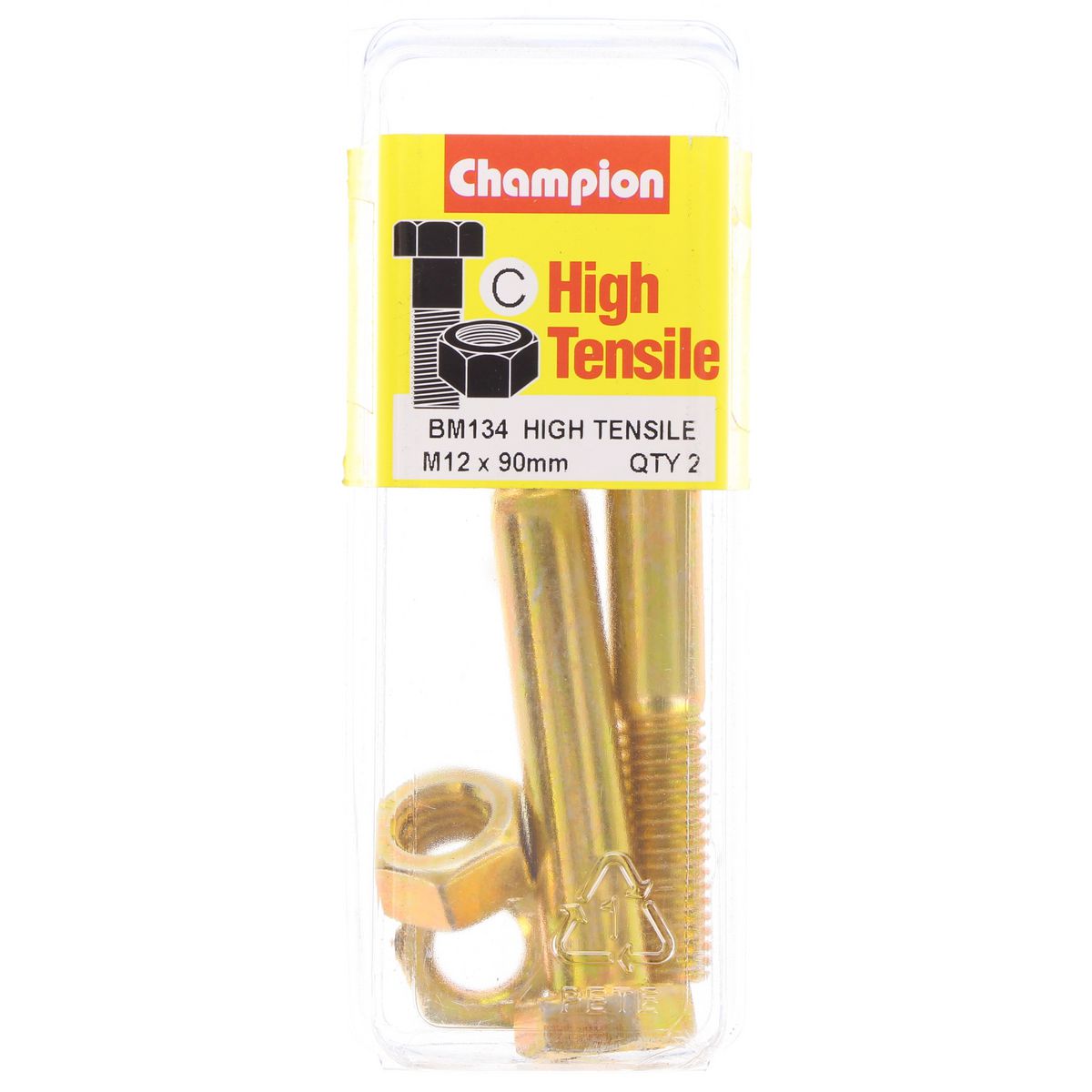 Champion Hex Bolt & Nut High Tensile M12 x 90mm Grade 8.8 - BM134