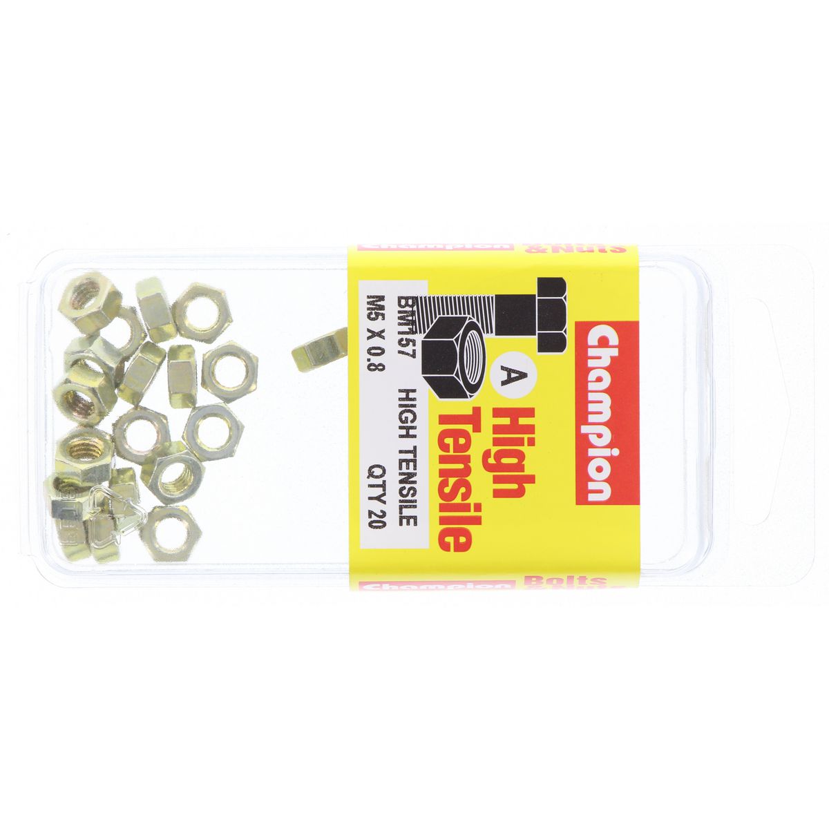Champion Hex Plain Nut High Tensile M5 x 0.8mm Class 8 - BM157