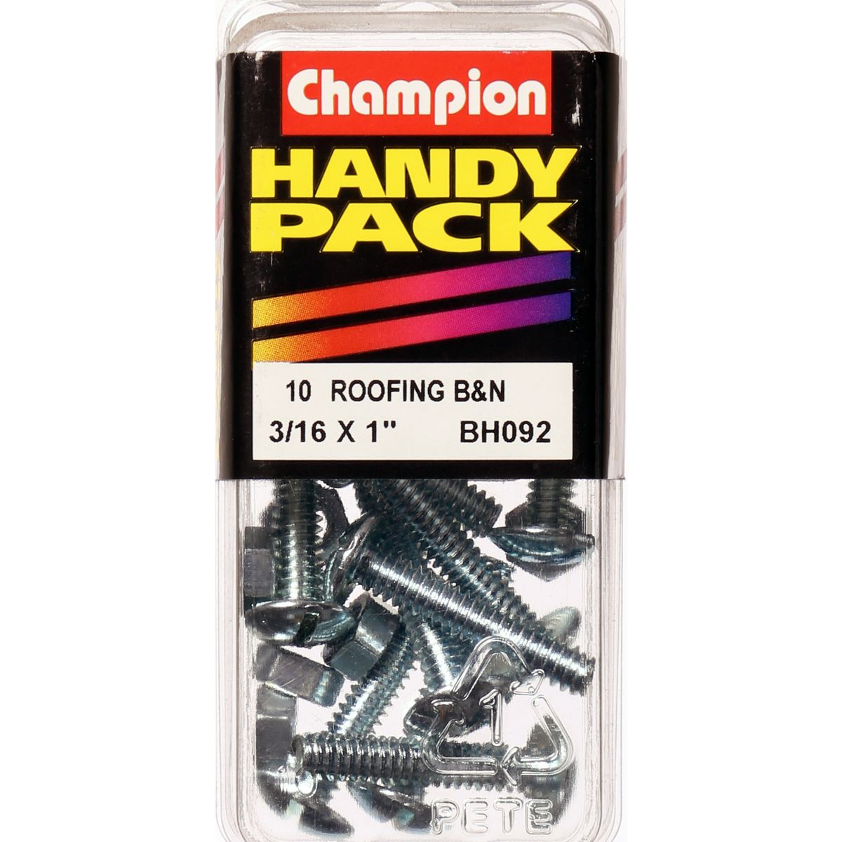 Champion Roofing Bolt & Nut Mushroom Head Combo 3/16in x 1in UNC Zinc Plated - BH092