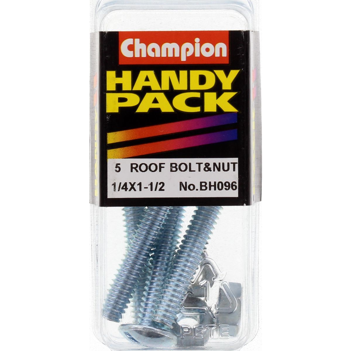 Champion Roofing Bolt & Nut Mushroom Head Combo 1/4in x 1 1/2in UNC Zinc Plated - BH096