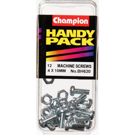 Champion Machine Screw & Nut Pan Phillips M4 x 10mm Zinc Plated - BH620