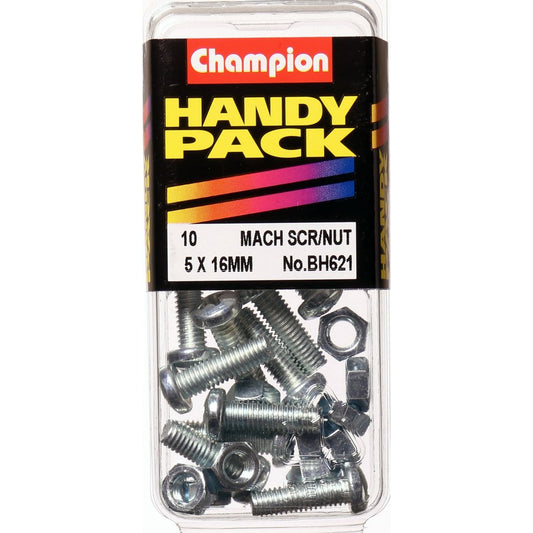 Champion Machine Screw & Nut Pan Phillips M5 x 16mm Zinc Plated - BH621